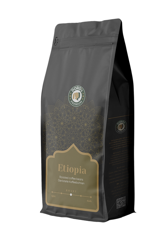 Kaffeebohnen im schwarzen Beutel, Sorte Etiopia