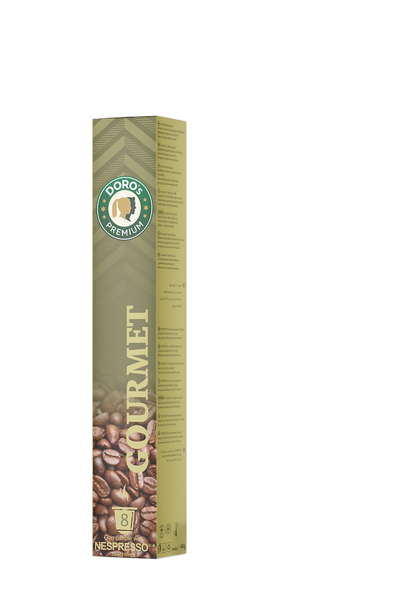 Doros Premium Kaffeekapseln Gourmet in einer grünen Schachtel