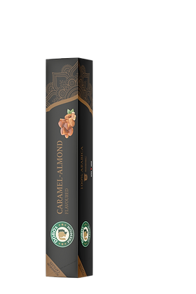 Doros Premium Kaffeekapseln Caramel-Almond in einer schwarzen Schachtel